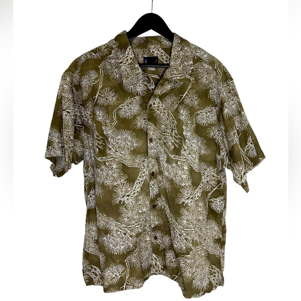 Patagonia Aztec Short Sleeve Button-Up Green Brown Pine Tree Design Vintage